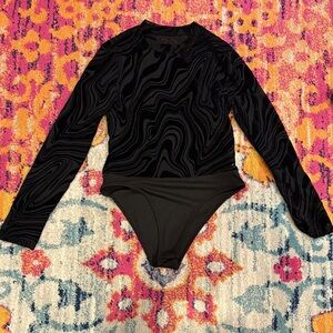 SHEIN Black Ribbed Long Sleeve Top